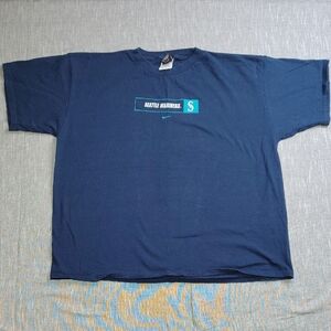 Vintage 2001 Seattle Mariners Nike Team MLB Shirt Size XL Center Swoosh Baseball
